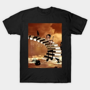 Dancing on a piano with clef T-Shirt